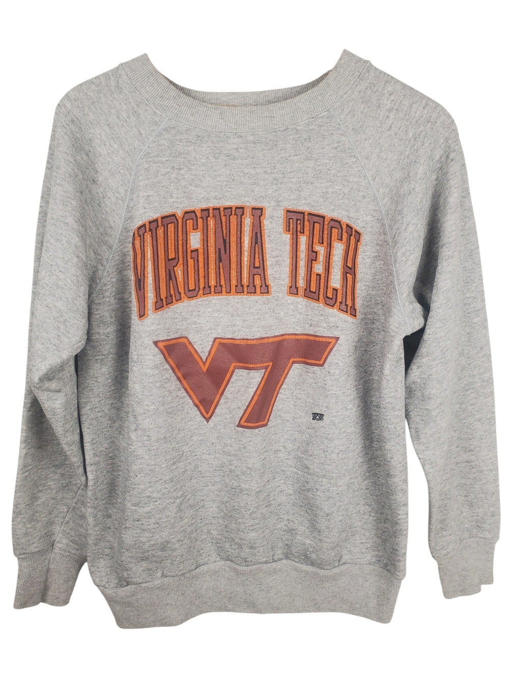 Virginia Tech Gray Crewneck Sweatshirt with Orange VT Emblem. LG. #356